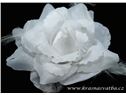 Bílá růže s peříčky - brož