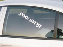 Samolepící nápis na auto JSME  SVOJI - malý