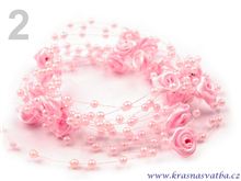 Perličky na silikonu s růžičkami 30m - růžové